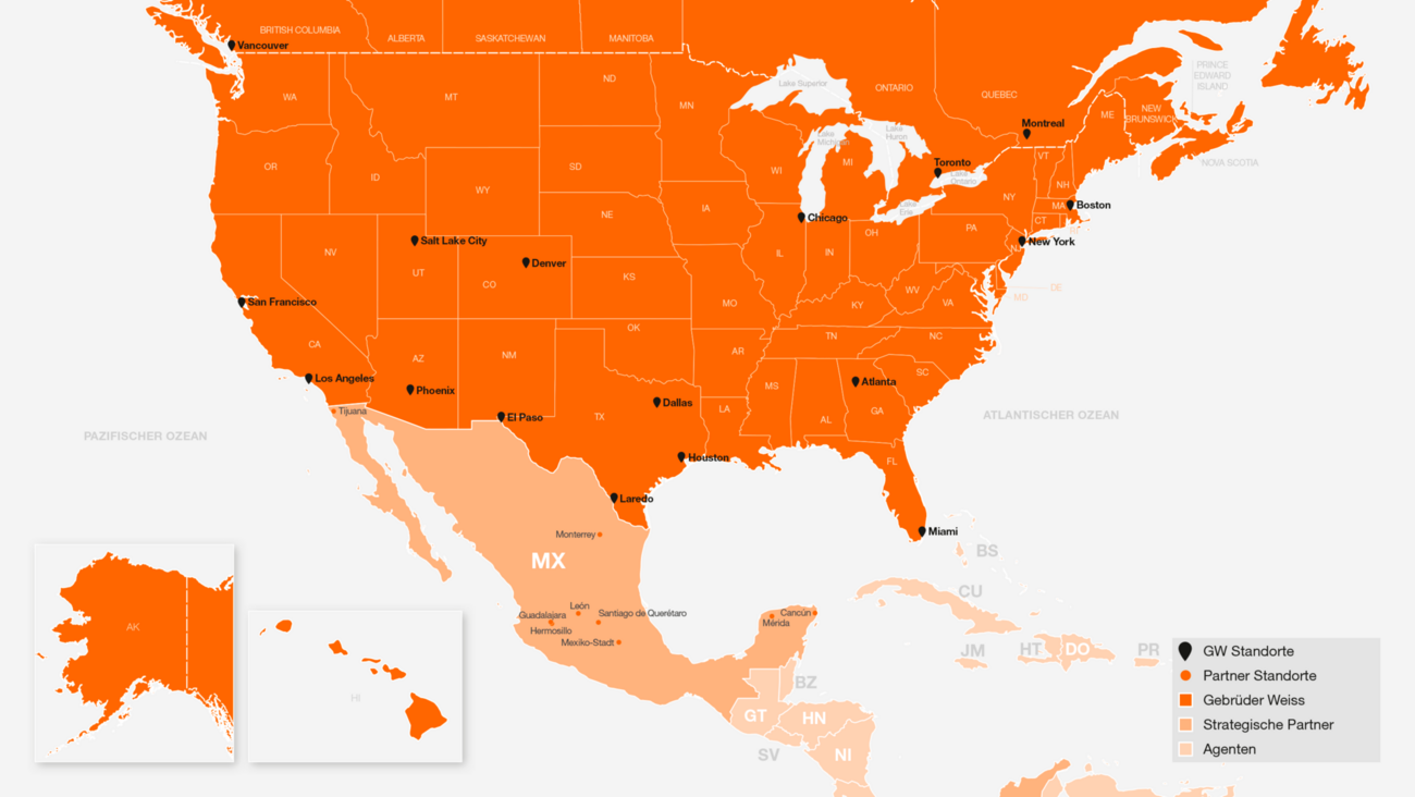 Starkes Netzwerk für Nordamerika Importe/Exporte 